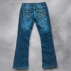Illegal Jeans Blue Lowrise denim bootcut flare jeans intricate pocket design
